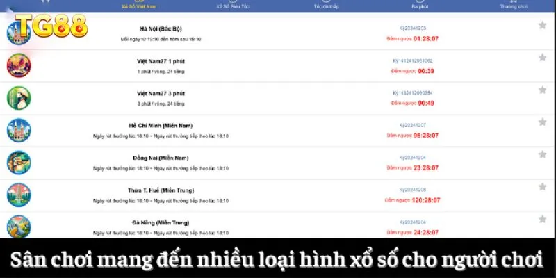 Sân chơi mang đến nhiều loại hình xổ số cho người chơi