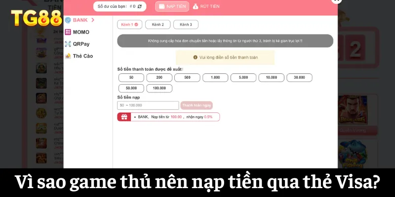 Vì sao game thủ nên nạp tiền qua thẻ Visa?